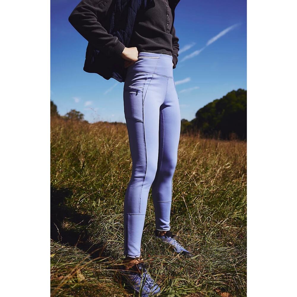 NWT Free People Movement Blueberry Blue Keepin' Cozy Fleece-Lined Leggings Sz XS